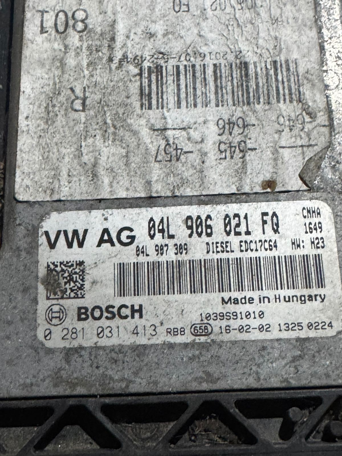 Bosch ECU 04L906021FQ Diesel EDC17C64 H23 0281031413 VW Audi Engine Unit
