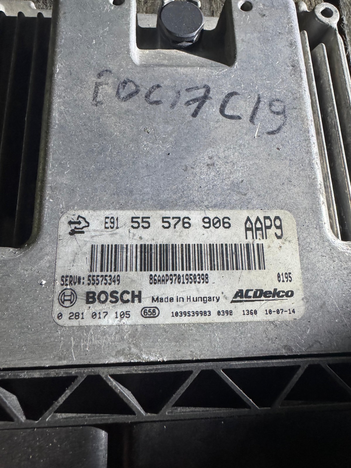 Bosch ECU 55576906 AAP9 EDC17C19 0281017105 Engine Control Unit
