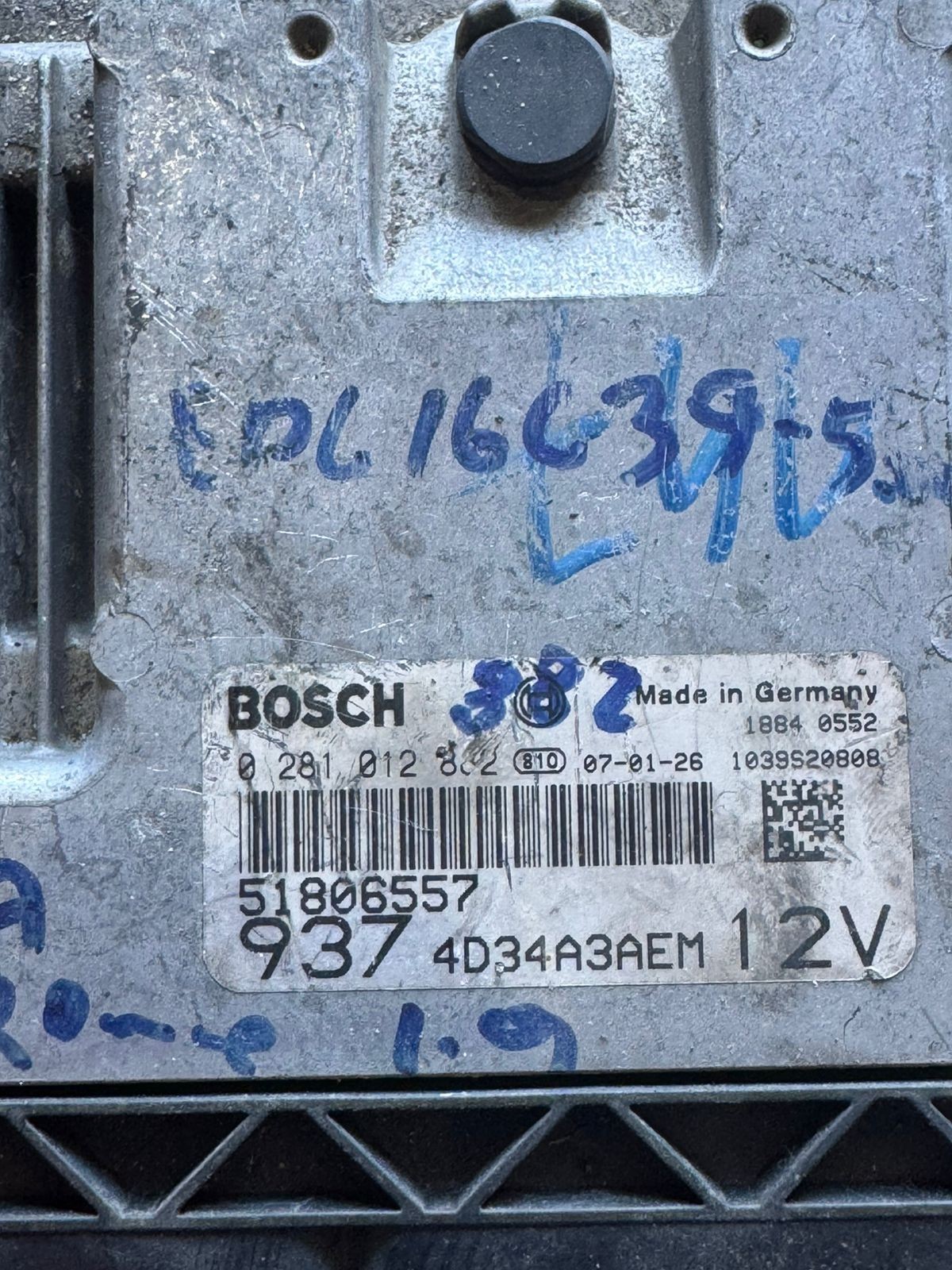 Bosch ECU 51806557 EDC16C39 0281012882 Engine Control Unit Fiat Alfa Lancia
