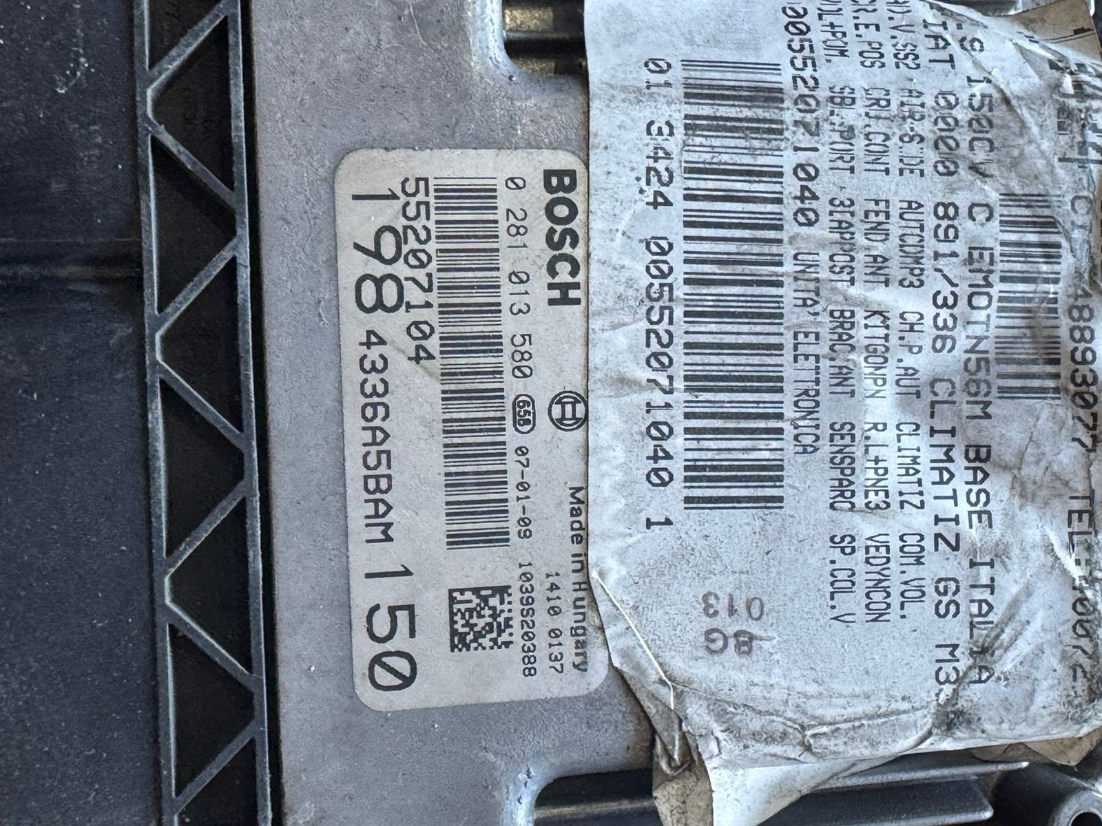Bosch ECU 55207104 EDC16C39 0281013580 Engine Control Module Fiat Alfa Lancia