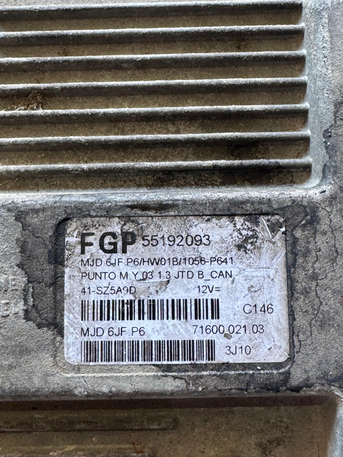 Magneti Marelli ECU 55192093 MJD 6JF.P6 71600.021.03 Engine Control Unit