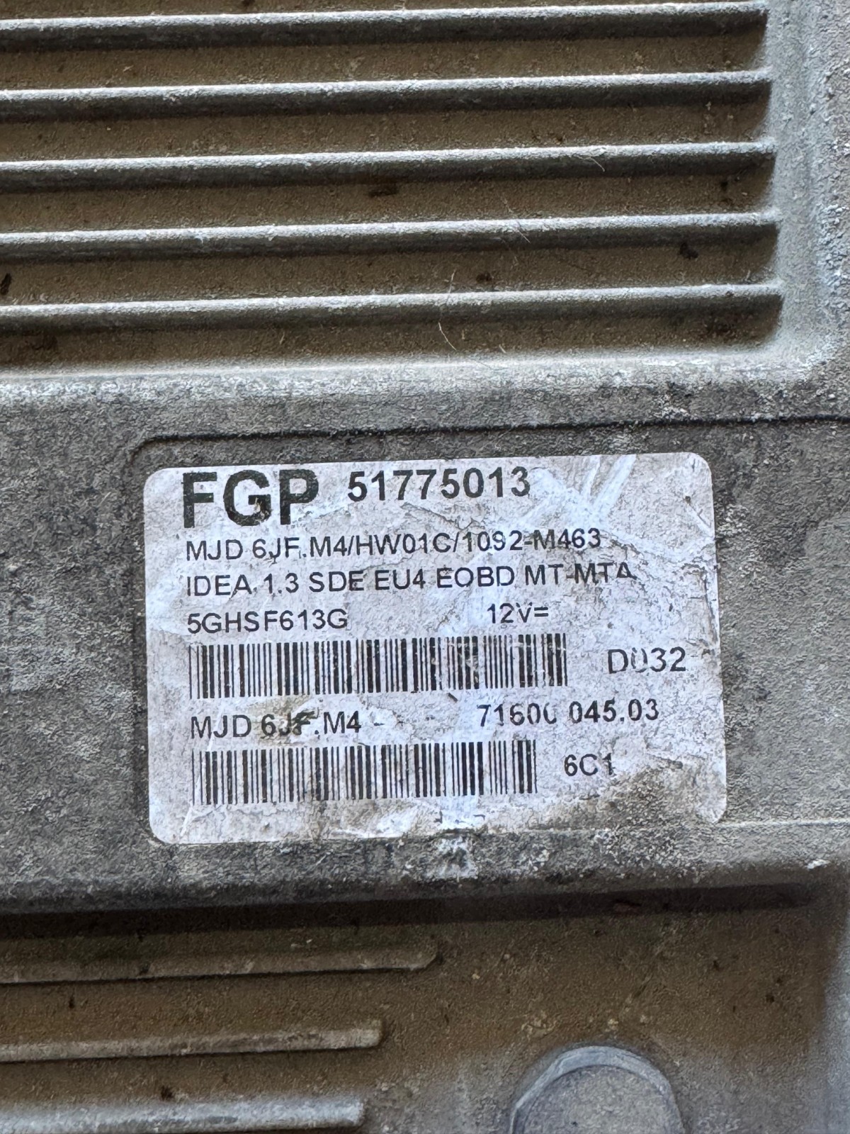 Magneti Marelli ECU 51775013 MJD 6JF.M4 71600.045.03 Engine Control Module