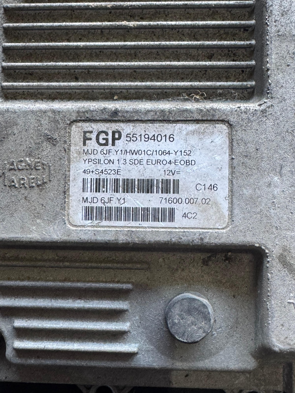 Magneti Marelli ECU 55194016 MJD 6JF.Y1 71600.007.02 Engine Control Unit
