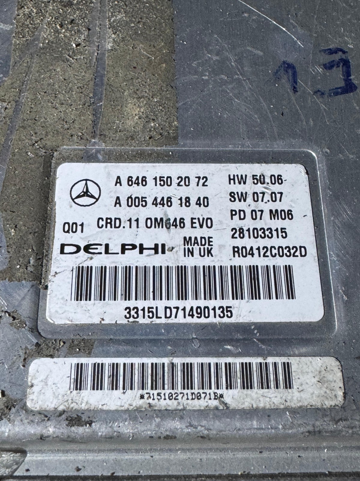 Mercedes Delphi ECU A6461502072 CRD.11 Engine Control Unit