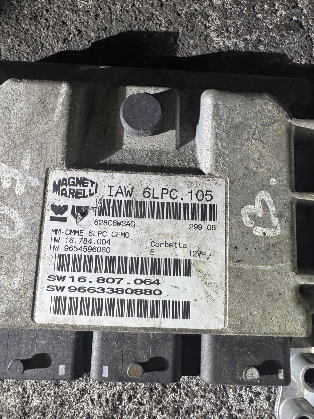 16.784.004 9654596080 Magneti Marelli IAW 6LPC.105 9663380880 ECU