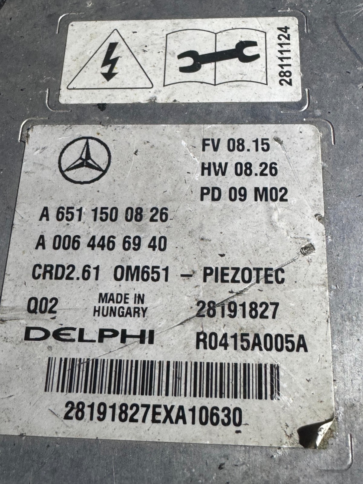 A6511500826 Delphi CRD2.61 28191827 Mercedes CDI Engine ECU Module