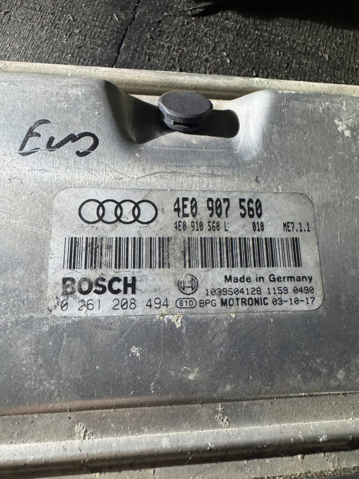4E0907560 4E0910560L Bosch ME7.1.1 0261208494 Audi Engine ECU Module