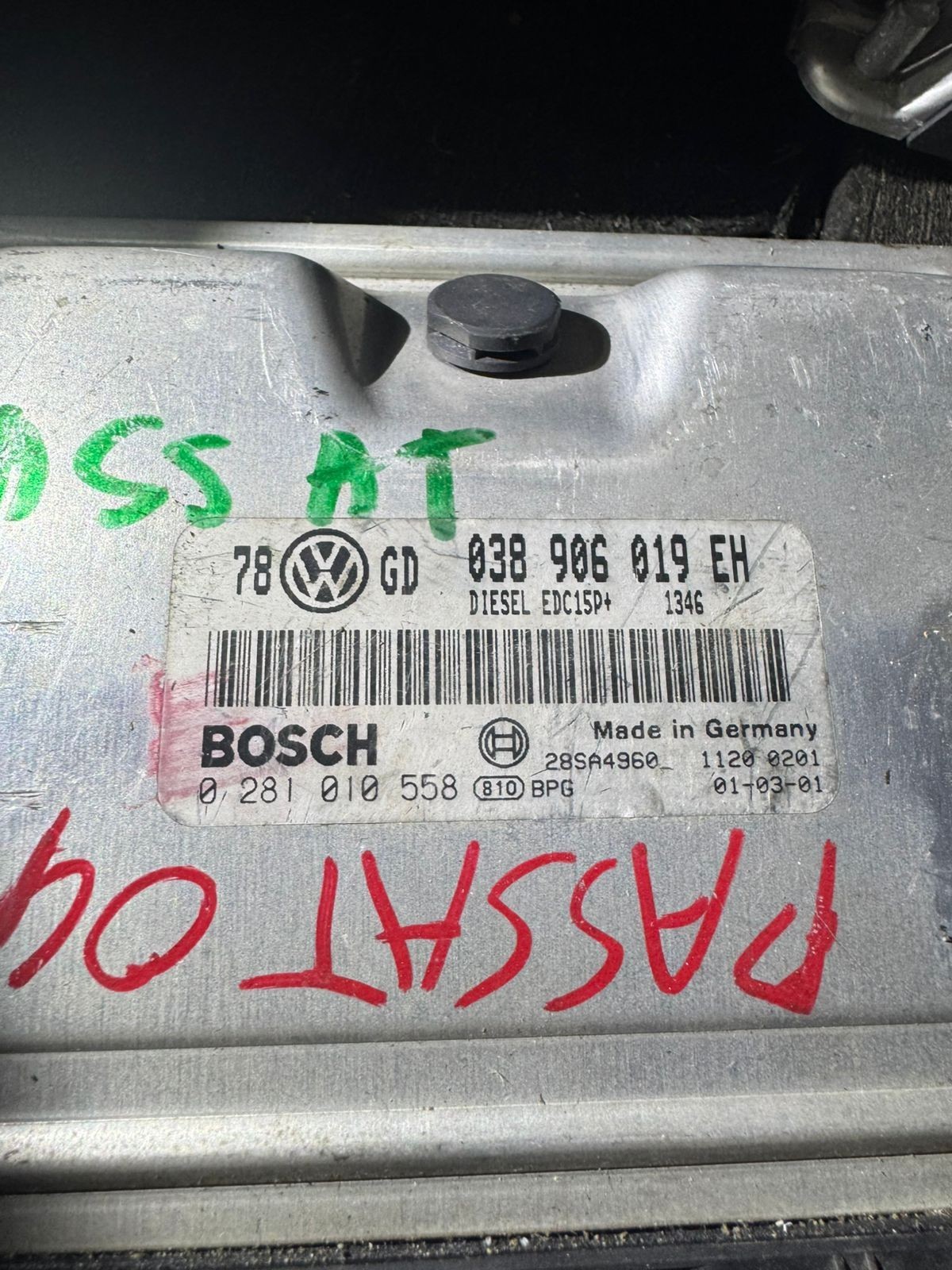 038906019EH Bosch EDC15P+ 0281010558 VW Audi Engine Control Unit