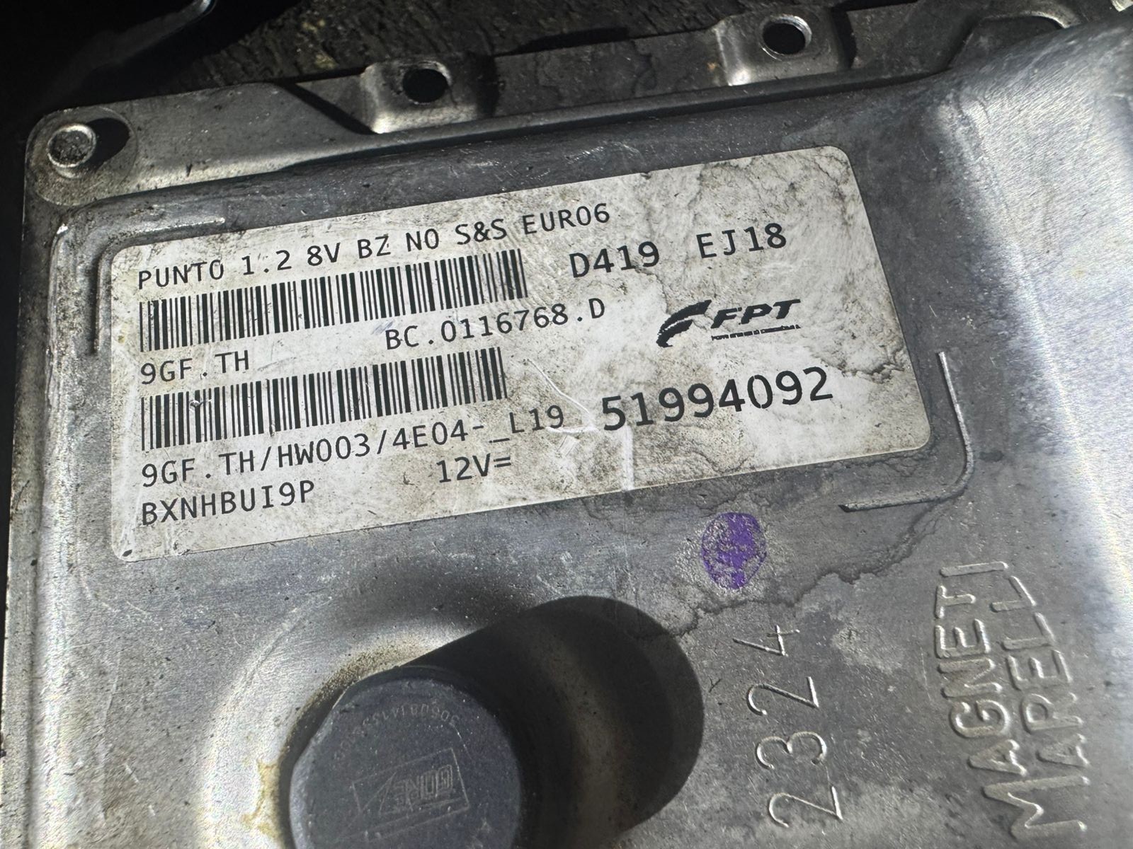 51994092 Magneti Marelli D419 9GF.TH BC.0116768.D Fiat Engine Control Unit