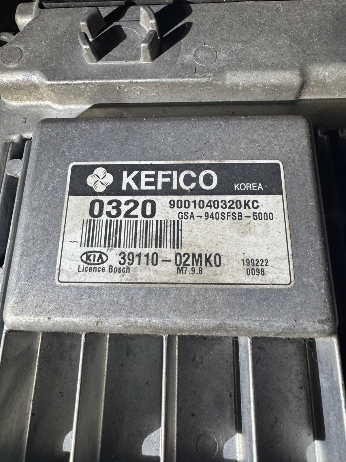 39110 02MK0 Kefico MT7.9.8 9001040320KC Hyundai Kia Engine ECU