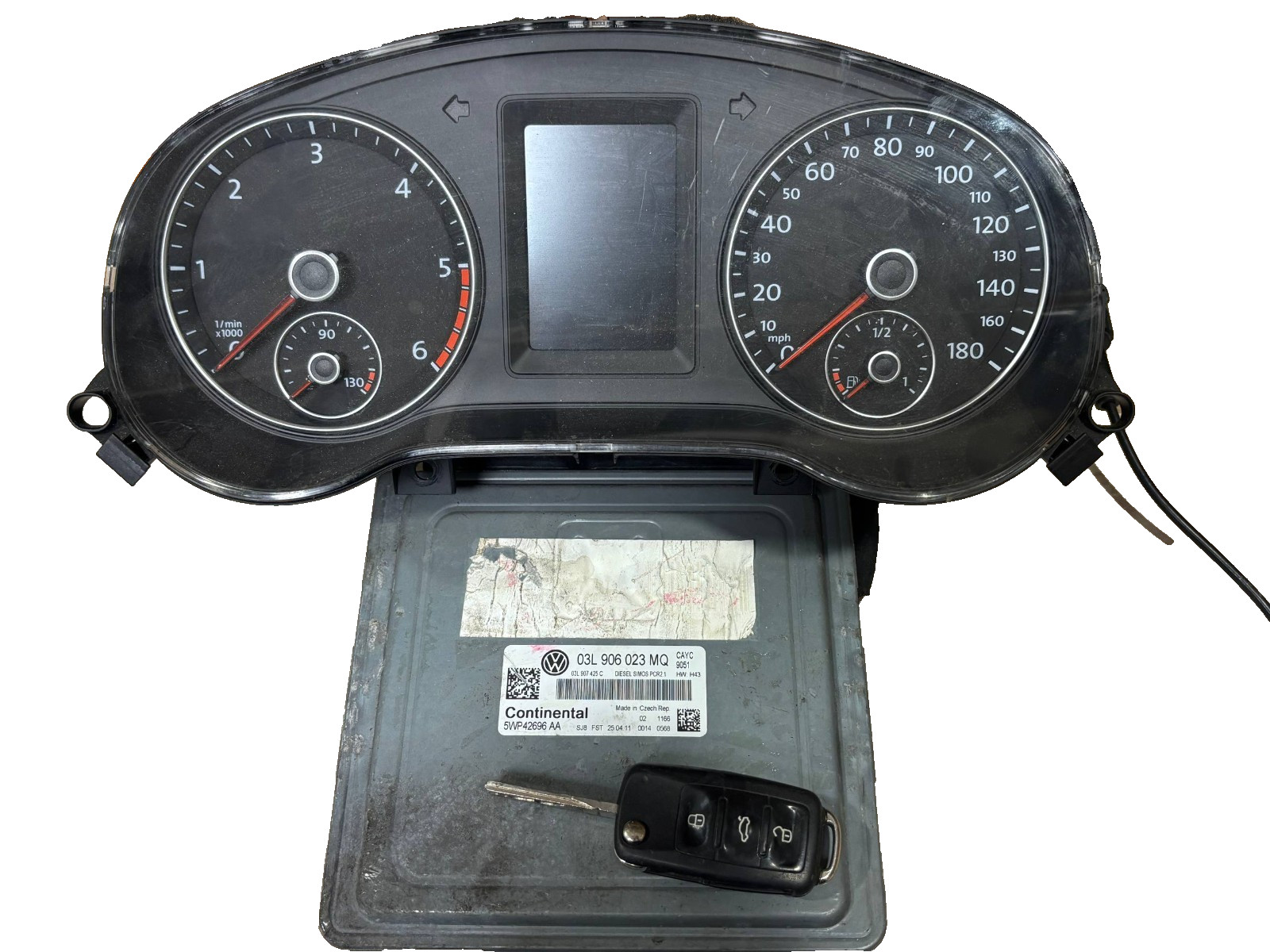 VW ECU Kit 03L906023MQ CAYC | Cluster 5C6920971A | Key | Continental PCR2.1 Dies
