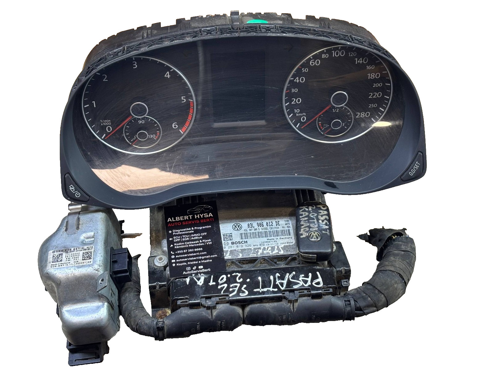 VW Passat B7 Complete Kit ECU 03L906012DE + CLUSTER 561920870E + ELV 5K0905861C