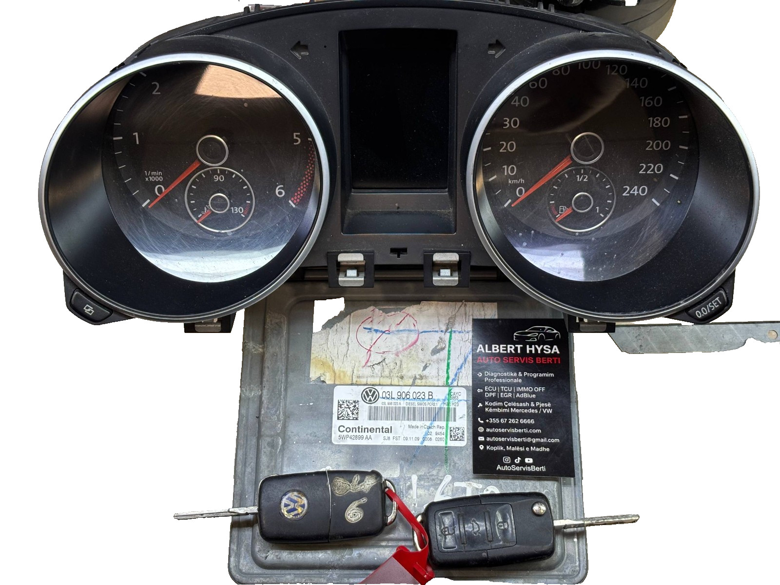 VW Golf 6 ECU Kit – 03L 906 023 B – Simos PCR2.1 + 5K0 920 870E Cluster + 2 Keys