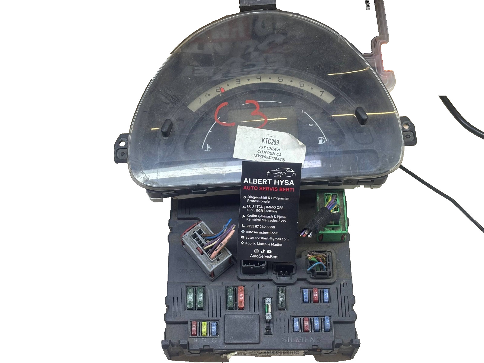 Citroen C3 Instrument Cluster P9652008180 + BSI Siemens BSI 02-00 MG KTC259 Kit