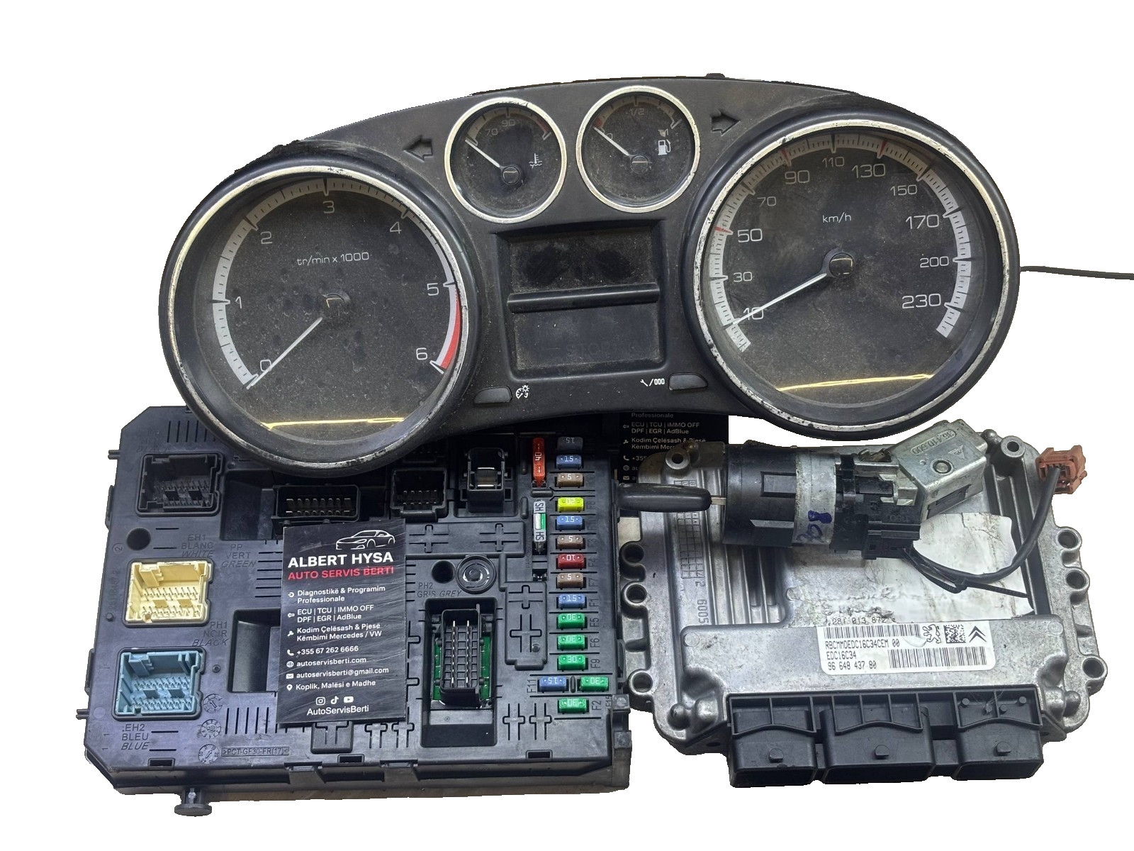 Peugeot Citroen Kit ECU EDC16C34 9664843780 + BSI + Cluster + Ignition Lock