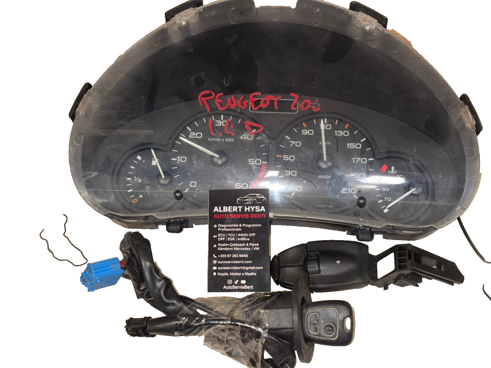 Peugeot 206 Instrument Cluster Set 9651740080 – Speedometer + Stalk + Key Reader