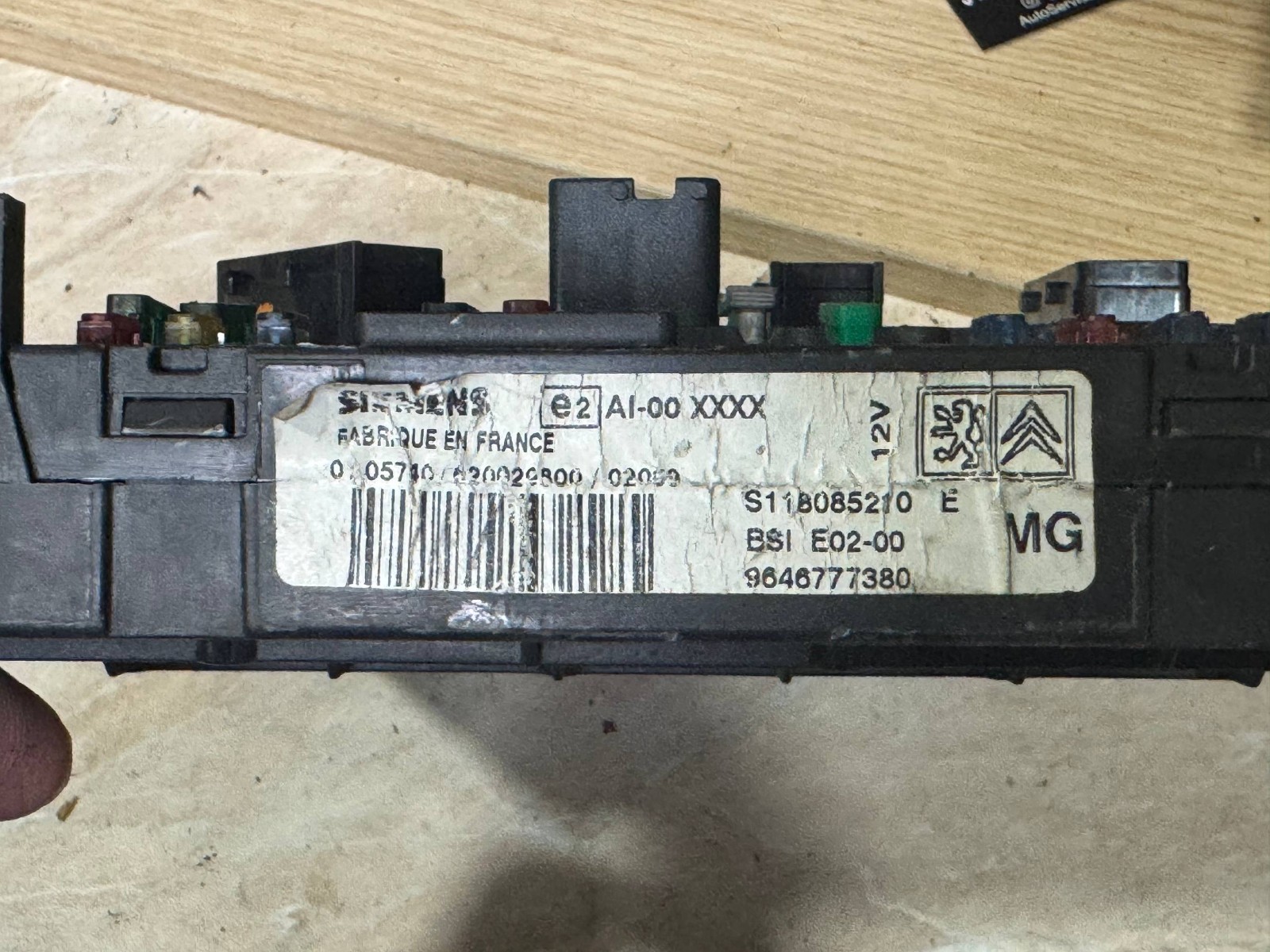 Peugeot 206 BSI Module Siemens 9646777380 BSI E02-00 Body Control Unit