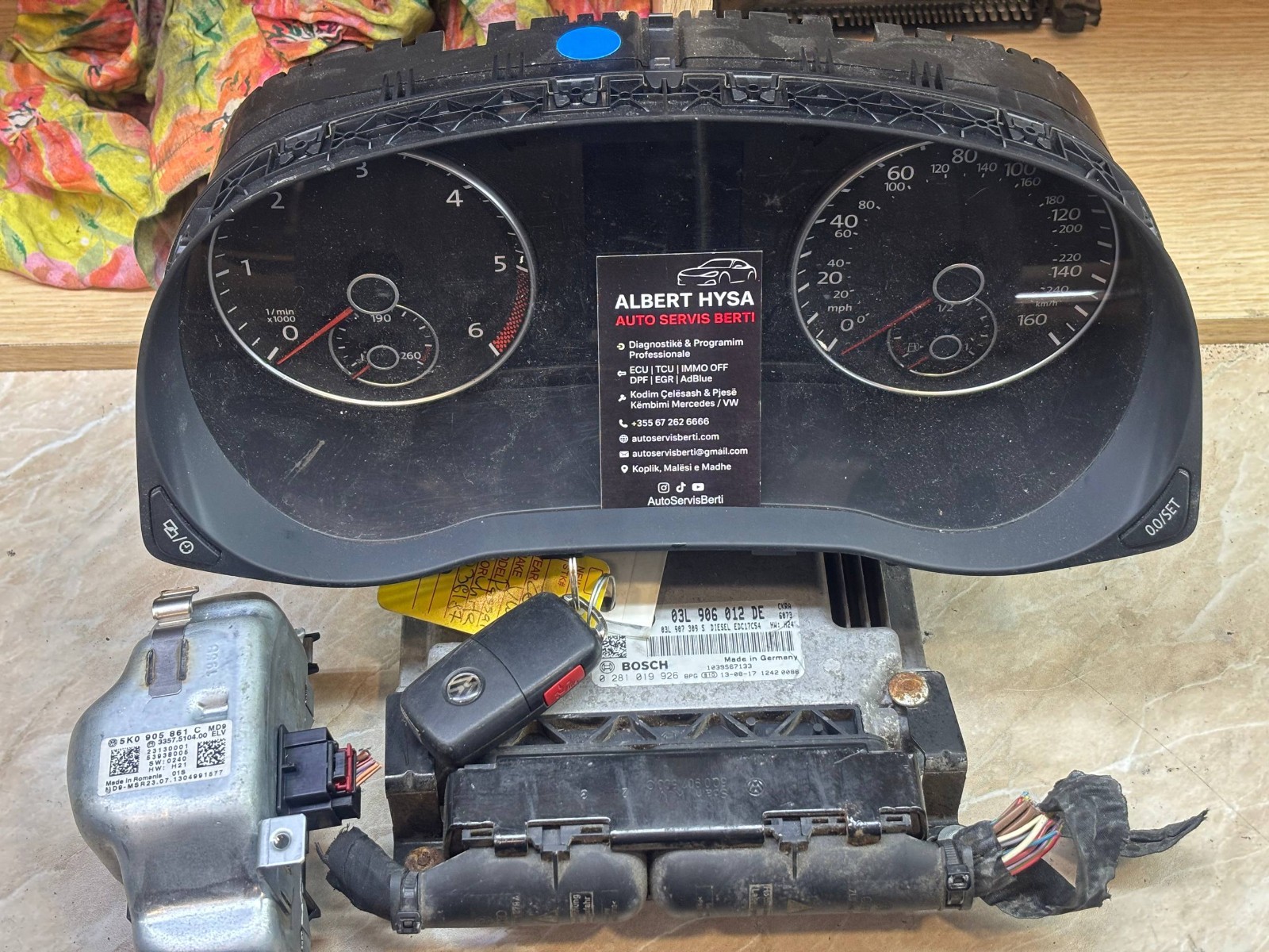 VW Audi 2.0 TDI ECU Kit 03L906012DE Dashboard Cluster + ELV 5K0905861C + KEY