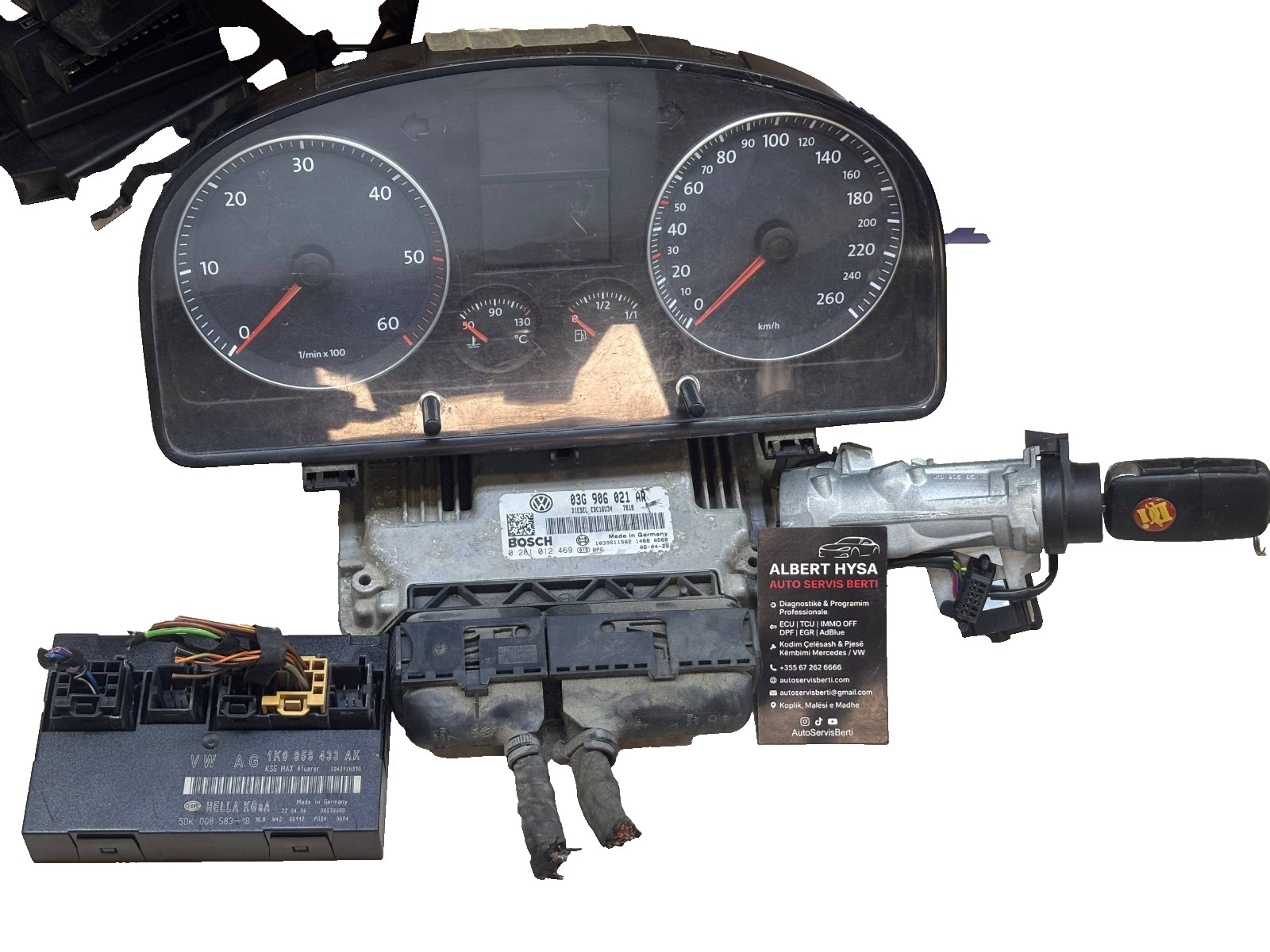 VW KIT SET ECU CLUSTER KEY ELV BCM 03G906021AR 1T0920852E
