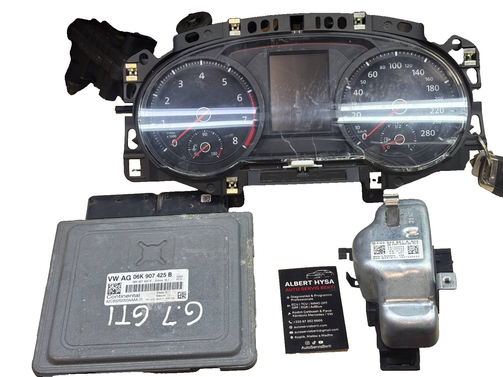 VW KIT SET ECU CLUSTER KEY ELV 06K907425B 5G1920756 5Q0905861 GTI