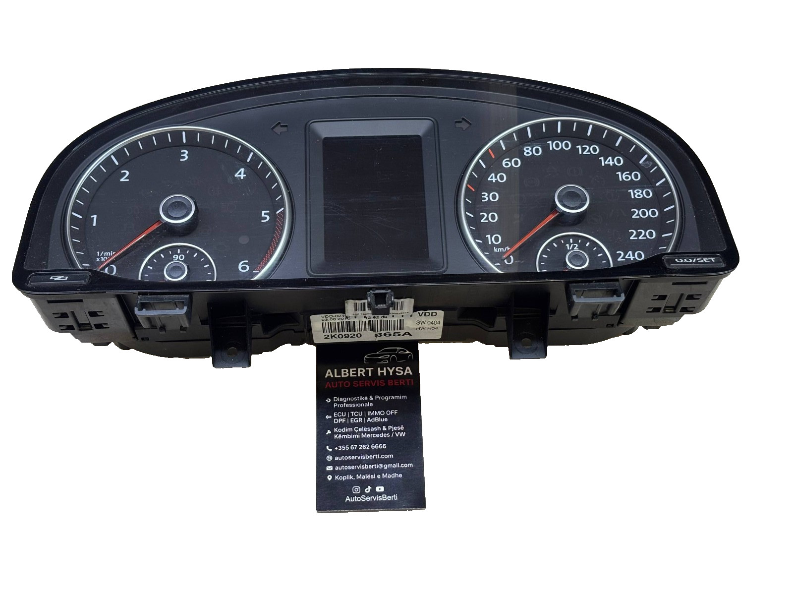 VW Instrument Cluster Speedometer 2K0920865A VDD 240 km/h