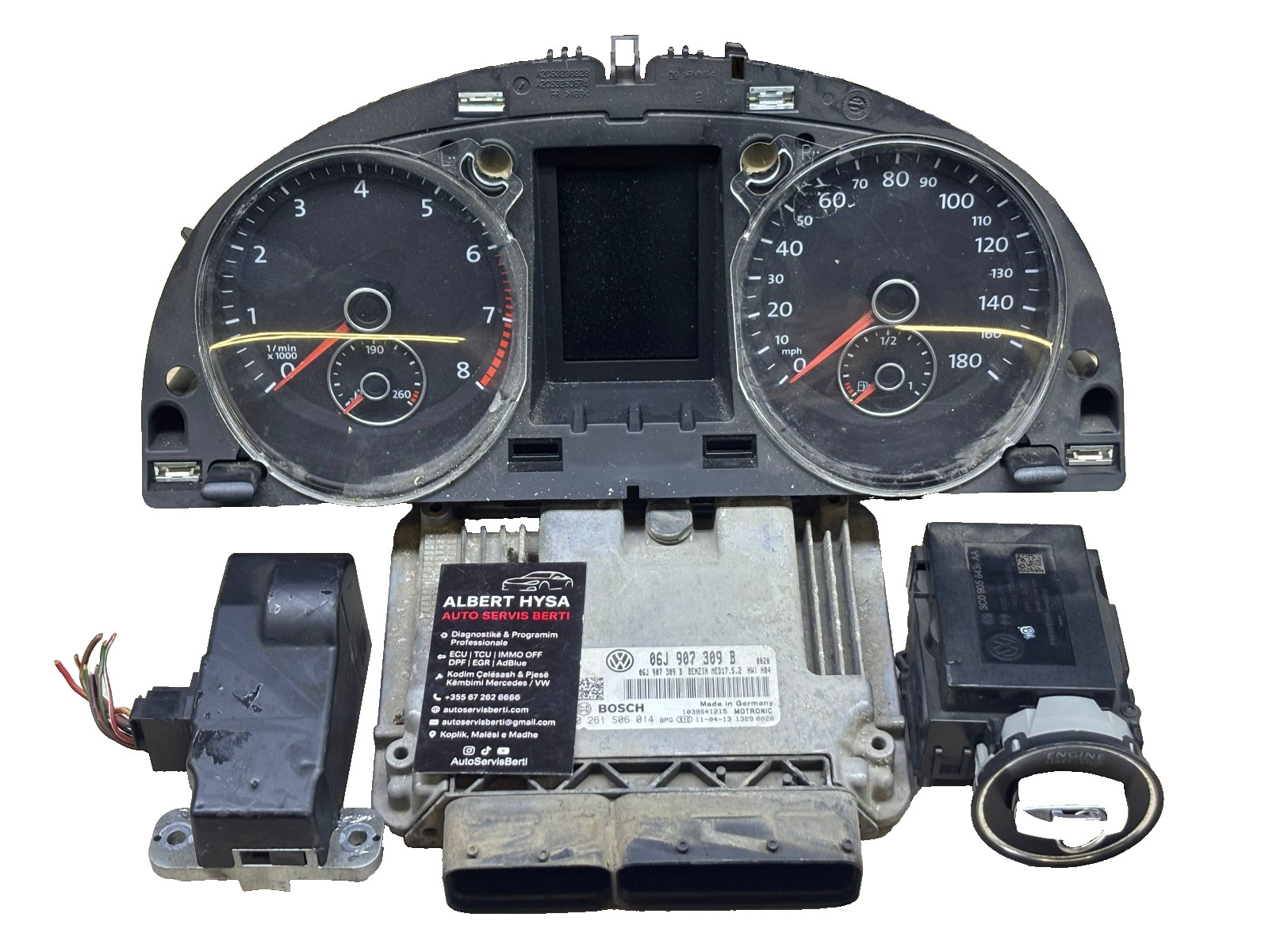 VW Audi ECU Kit MED17.5.2 06J907309B 0261S06014 BCM Cluster ELV Key Set