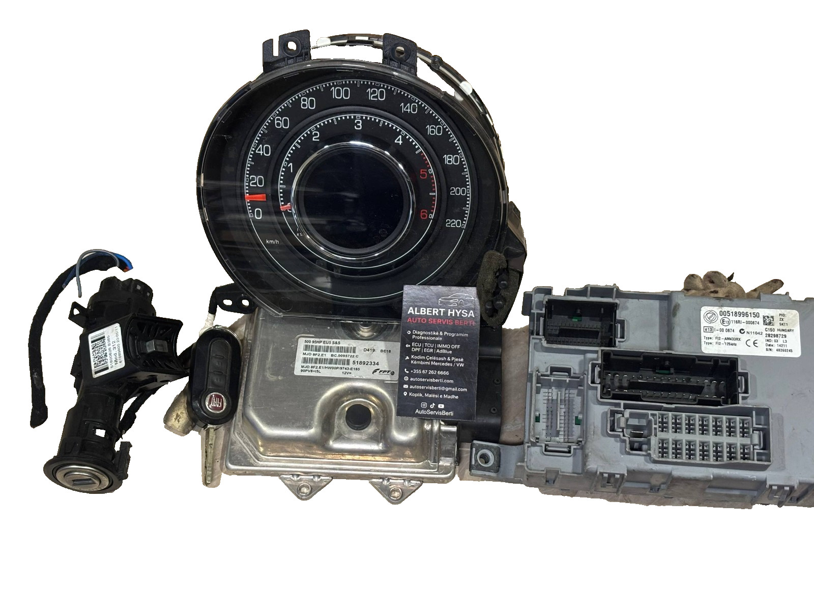 Fiat 500 1.3 MJ ECU BCM Immobilizer Dashboard Kit MJD 8F2.E1 528992334 51800628