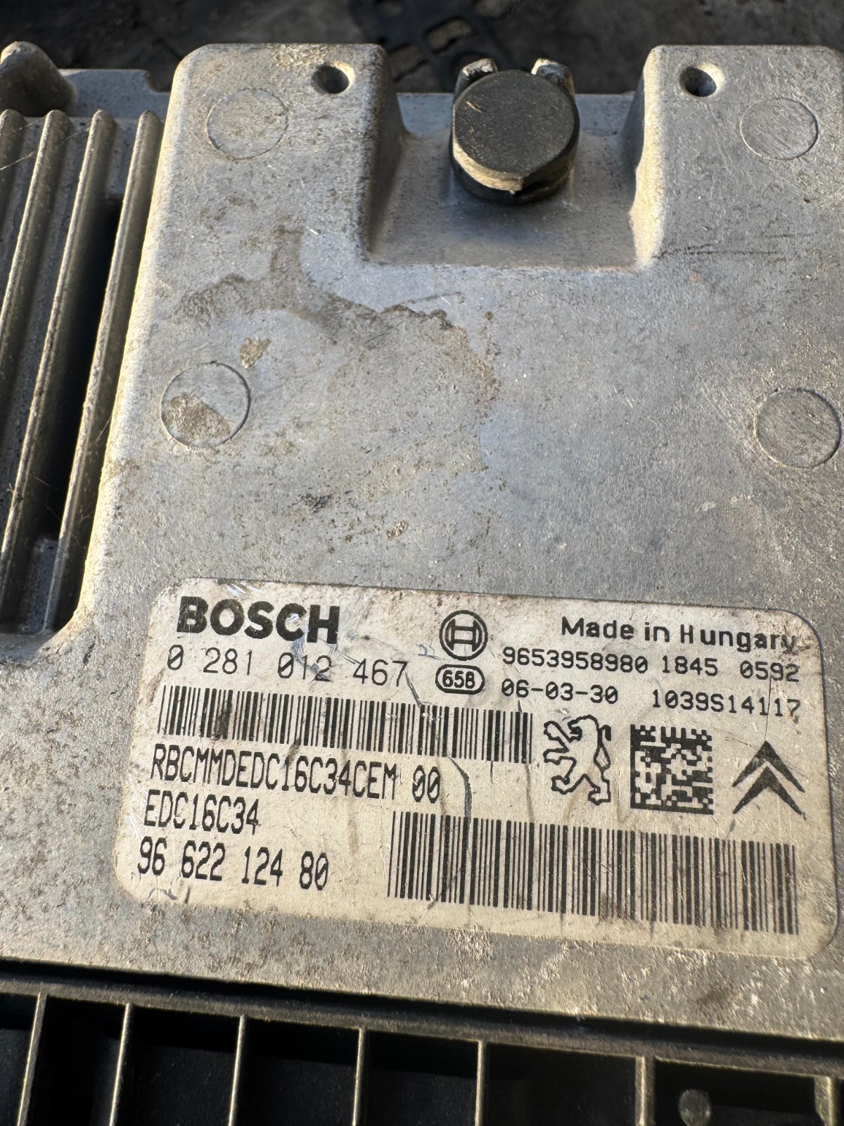 Bosch 9662212480 EDC16C34 ECU 0281012467 Peugeot Citroen Diesel ECU