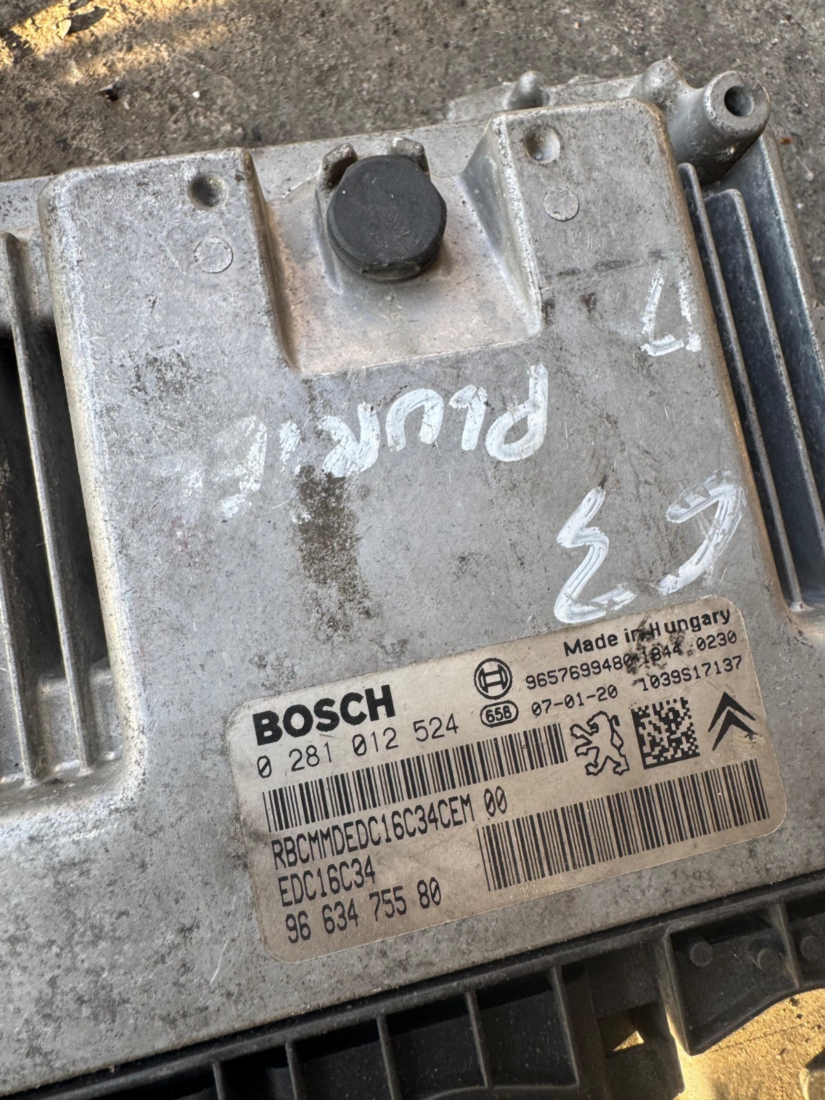 Bosch 9663475580 EDC16C34 ECU 0281012524 Peugeot Citroen Engine Unit