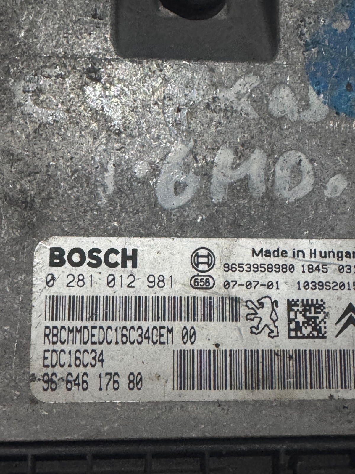 Bosch 9664617680 EDC16C34 ECU 0281012981 Diesel Engine Control Unit