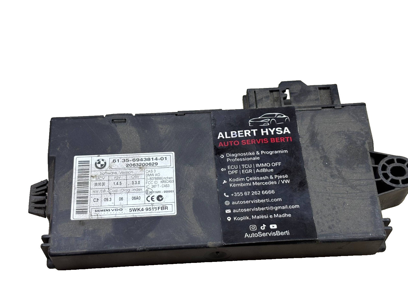 BMW CAS3 Siemens VDO Module 61.35-6943814-01 2063200629 5WK49511FBR Tested
