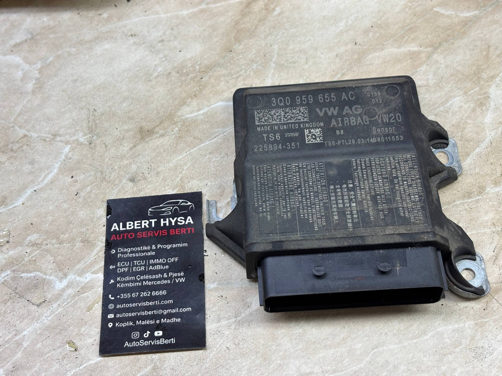 VW Control Module 3Q0959655AC VW20 TS6 Crash Sensor Unit Tested