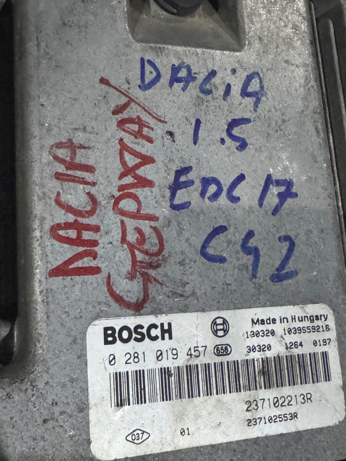 Bosch 237102213R EDC17C42 ECU 0281019457 Diesel Engine Control Unit