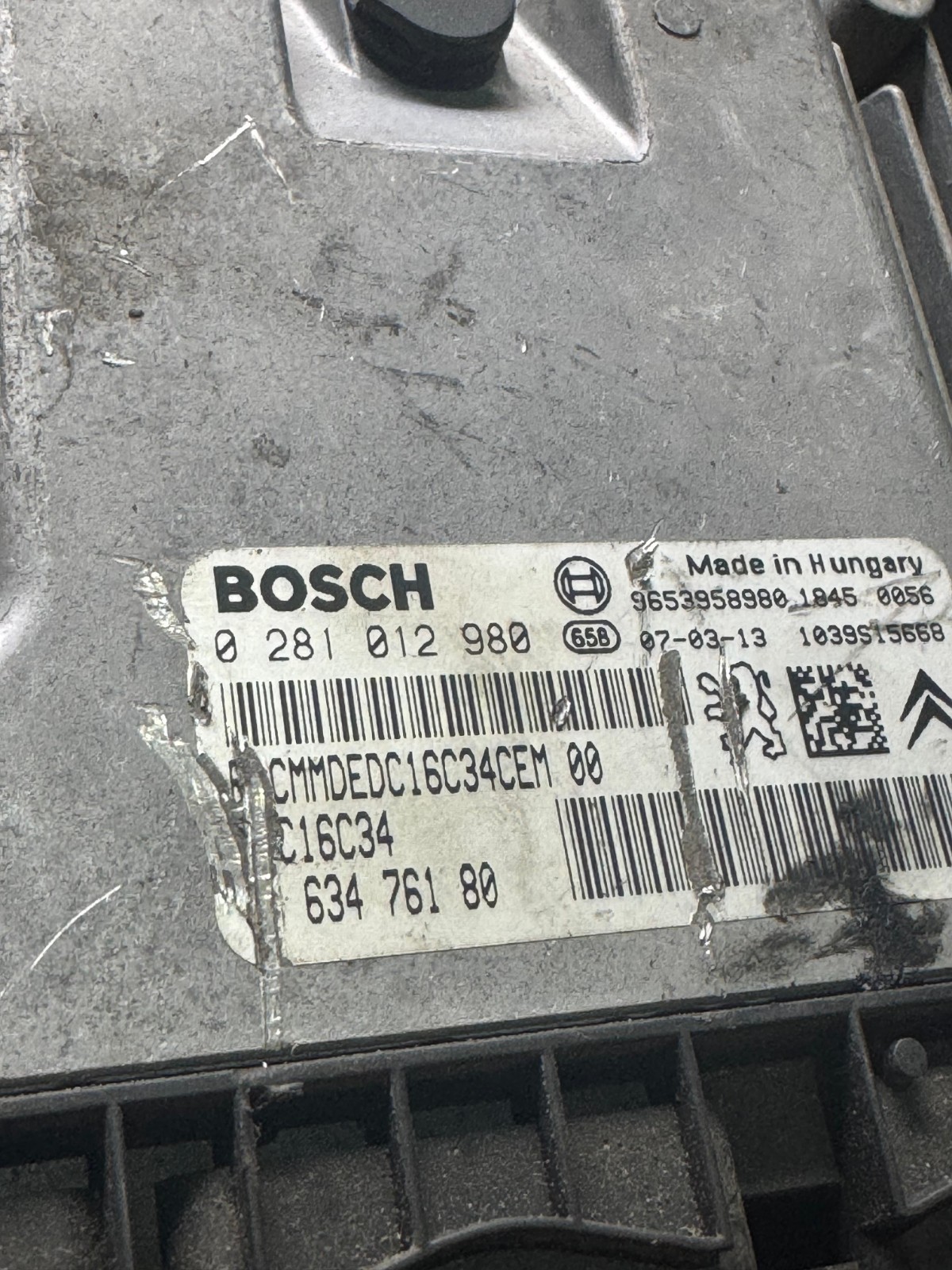 Bosch 9663476180 EDC16C34 ECU 0281012980 Diesel Engine Control Unit
