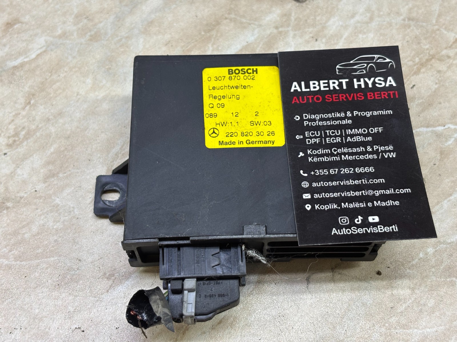Mercedes Headlight Range Control Module A2208203026 Bosch 0307870002 OEM